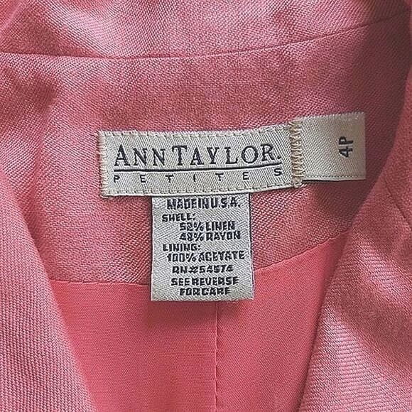 Vtg Anne Taylor rose pink linen blend blazer - Picture 6 of 13